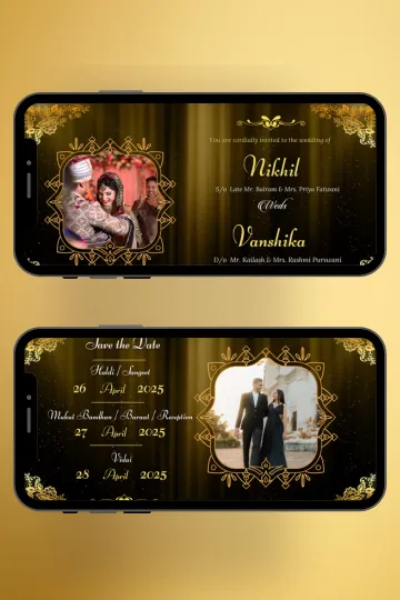 Elegant Black Gold Wedding Invitation