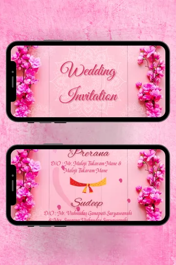 Pink Floral Wedding Invitation