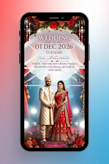 Red Rose Themed Wedding Invitation