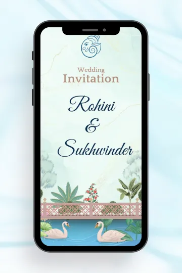 Swan Theme Indian Wedding Invitation Digital
