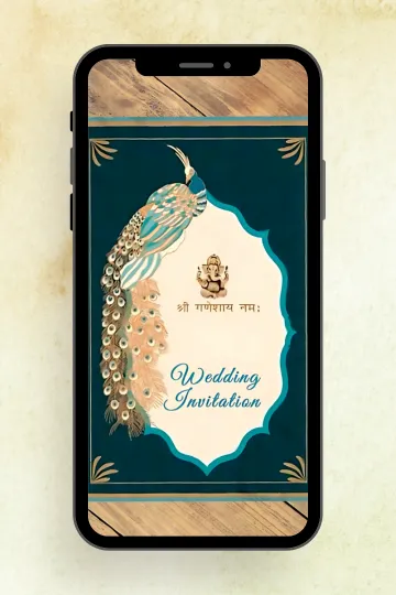 Peacock Theme Indian Wedding Invitation Digital
