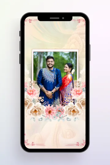 Floral Portrait Photo Based Indian Digital Wedding Invitation Custom Online Ecard