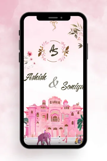 Pink Palace Wedding Invitation Digital Custom Card