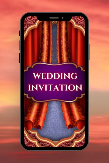 Red Curtain Theme Indian Digital Wedding Invitation Custom Online Card