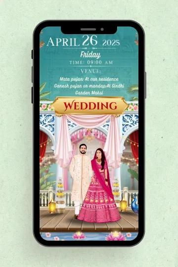 Modern Style Digital Wedding Invitation Custom Online Video Card