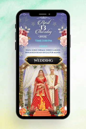 Floral Mandap Indian Wedding Invite Custom Online Ecard Video Invitation