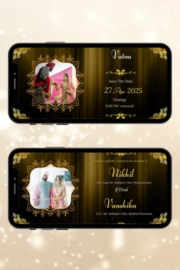 Elegant Anand Karaj Wedding Video Invitation Punjabi Card