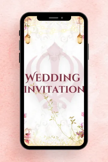 Minimalist Sikh Wedding E-Invitation Modern Punjabi Card