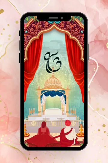 Punjabi Sikh Wedding Invitation with Couple Caricature