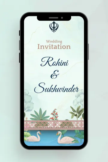 Floral Sikh Wedding Invitation Punjabi Digital E-Card
