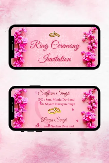 Pink Floral Engagment Video Invitation