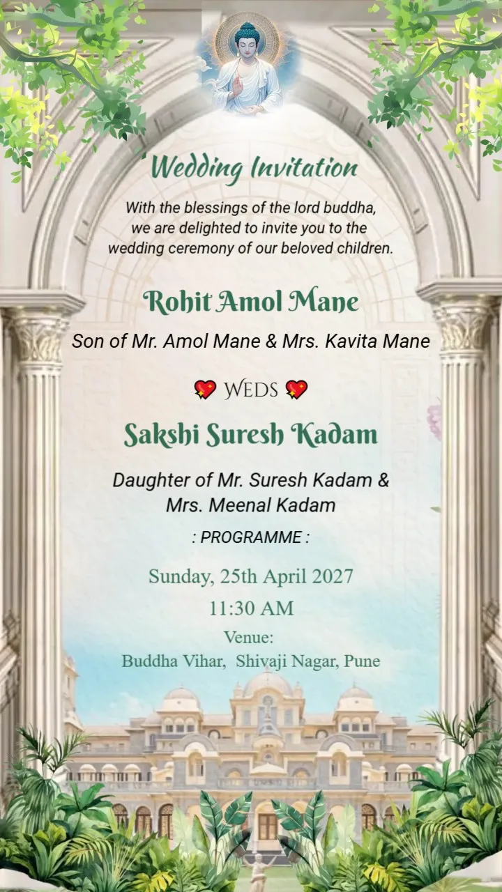 Modern Buddhist Invitation Card Digital Design Template