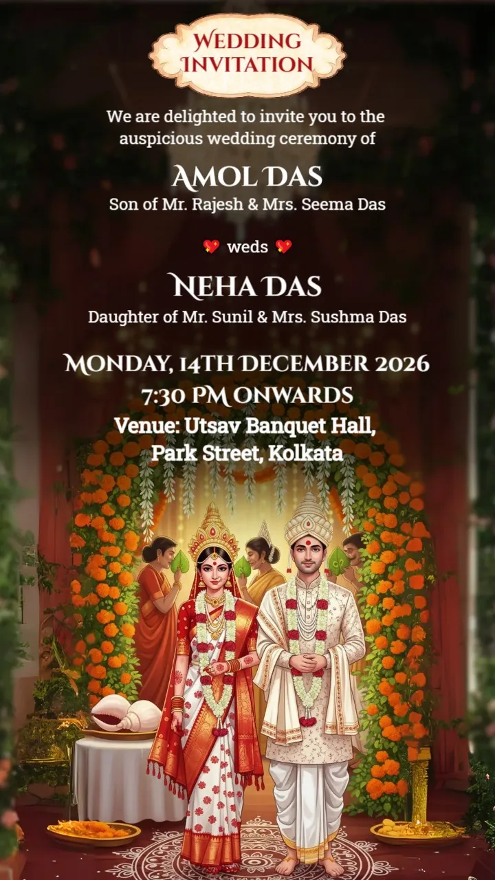 Traditional Bengali Biyer Card (Classic Design)