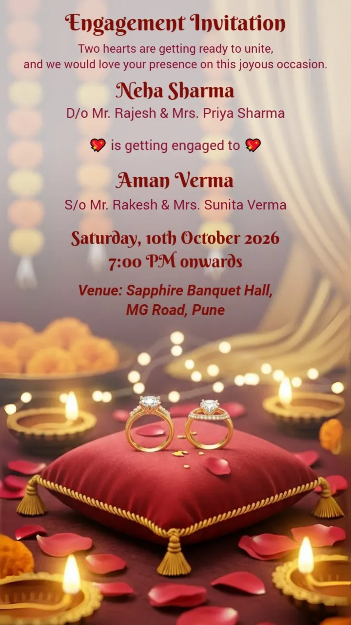 Classic Elegant Engagement & Ring Ceremony Invitation Card