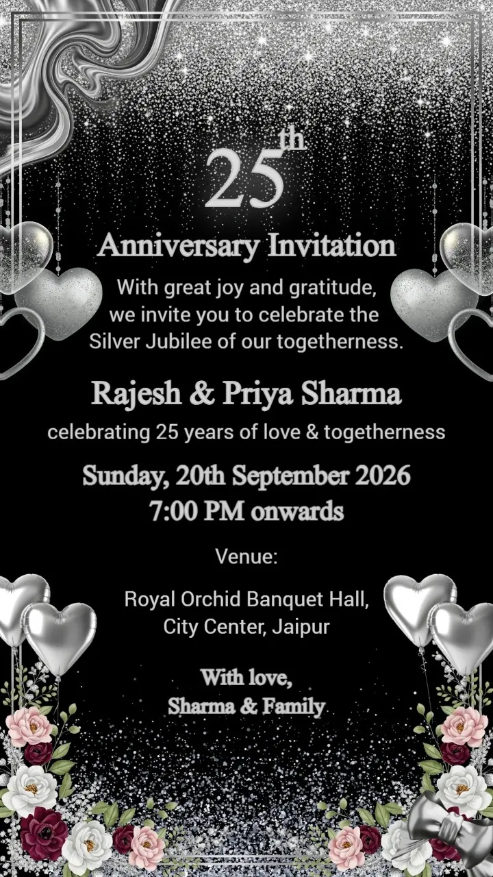 Traditional Elegance Indian Wedding Anniversary Invitation Card (Customizable)