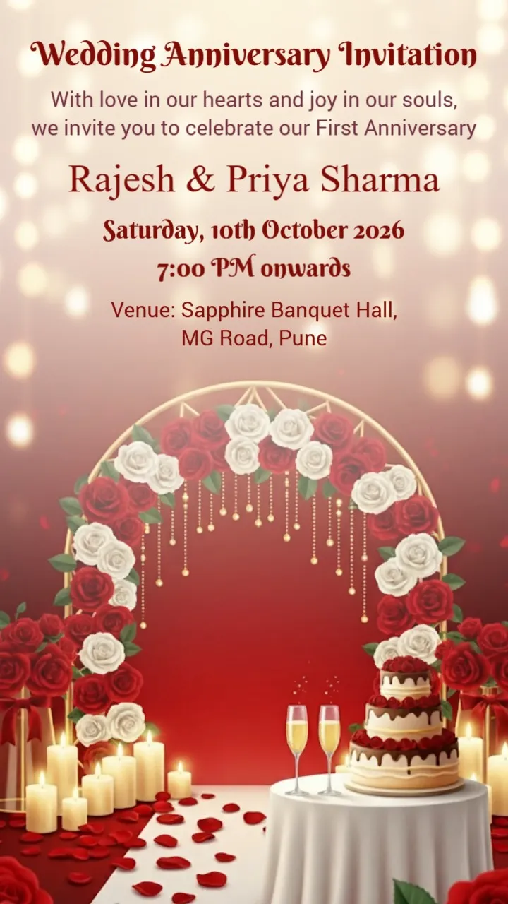 Royal Gold-Accent Indian Wedding Anniversary Invitation Card