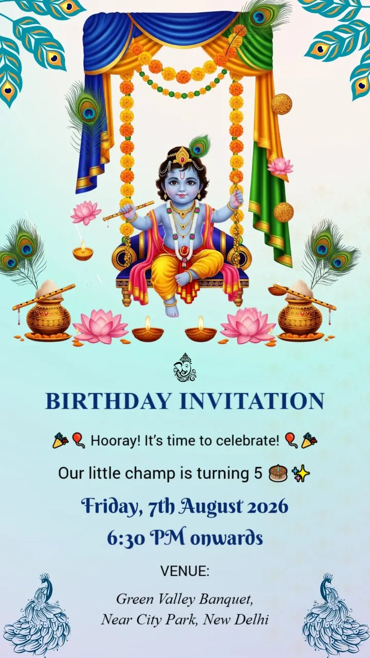 Elegant Traditional Indian Birthday Invitation Card (Customizable)