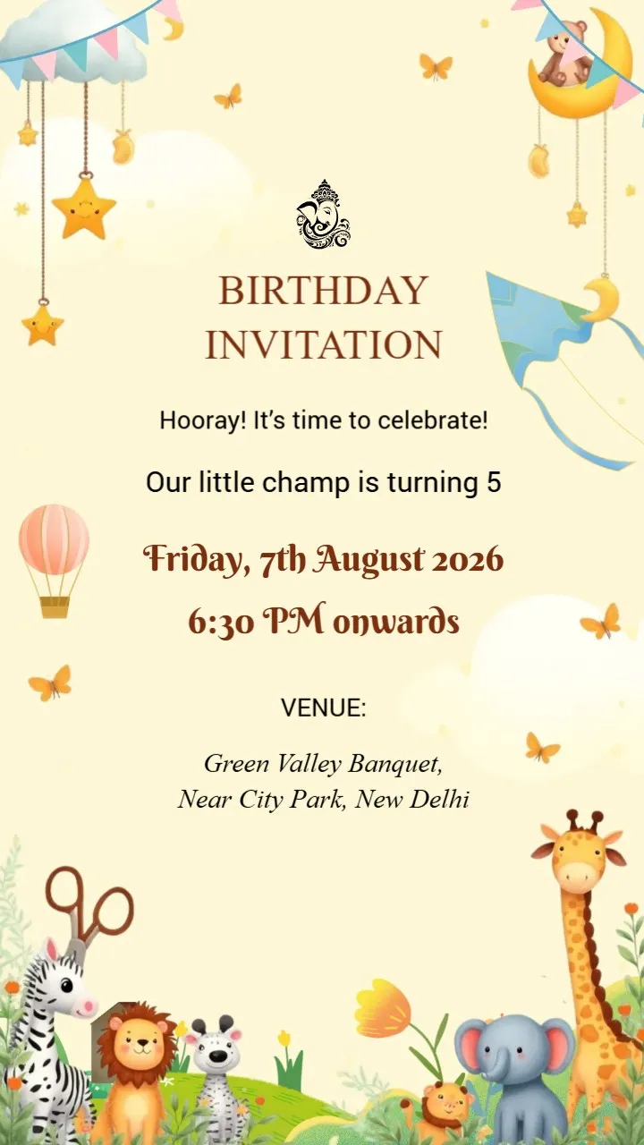 Modern Minimal Indian Birthday Invitation Card