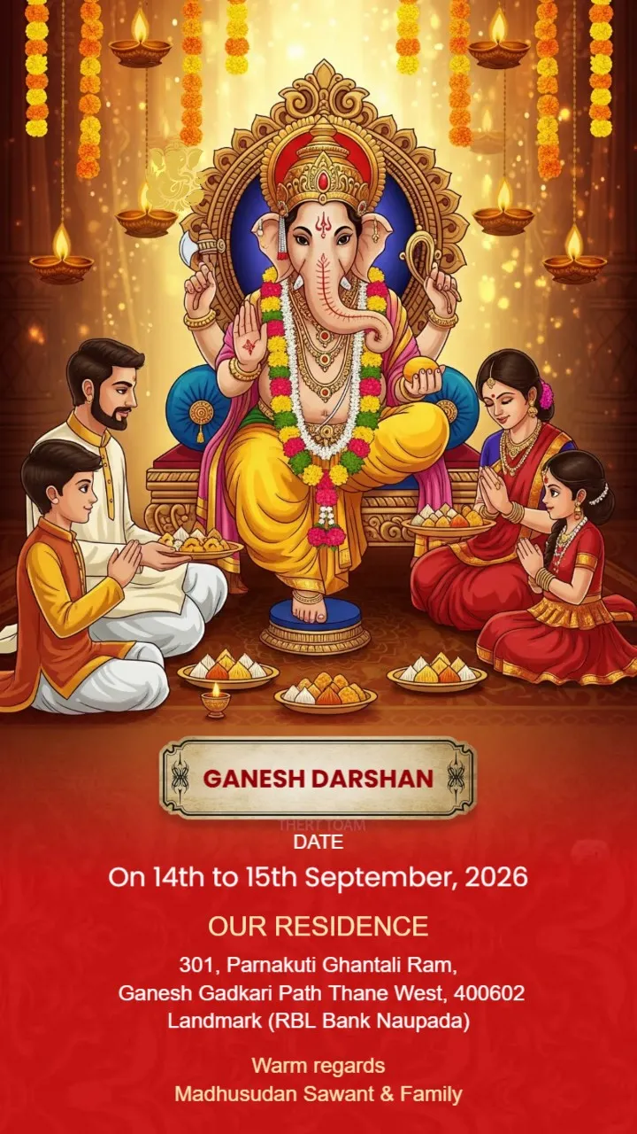Photo Ganpati Invitation Card | Customizable Digital Invite